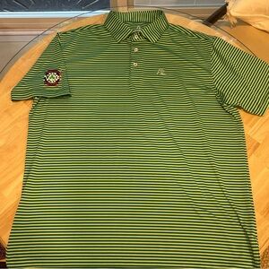 Rhoback F.D.N.Y. Emerald Society Pipes and Drums Green Striped Polo Shirt XL
